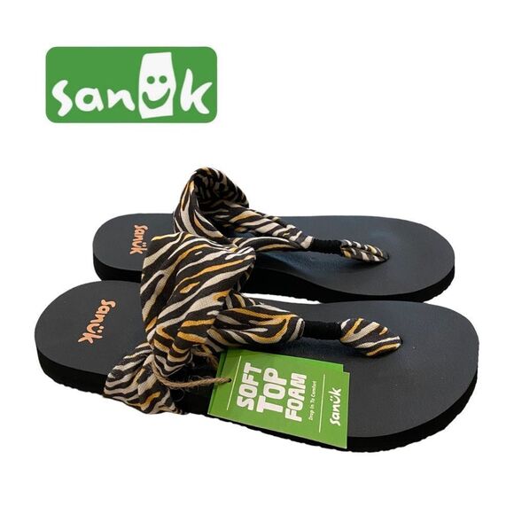 NEW in Package Sanuk Tiger Stripe Slingback Sandals 7 - Picture 1 of 5